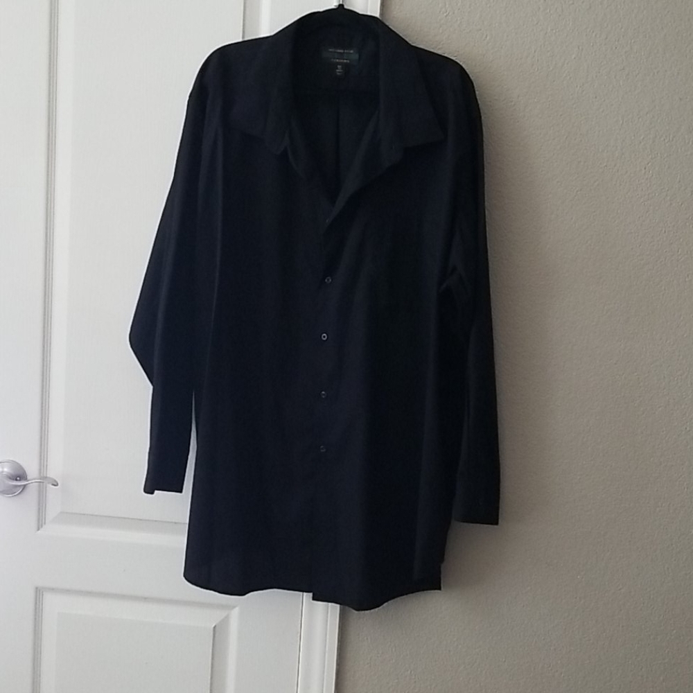 Big and tall black casual long  sleeve shirt